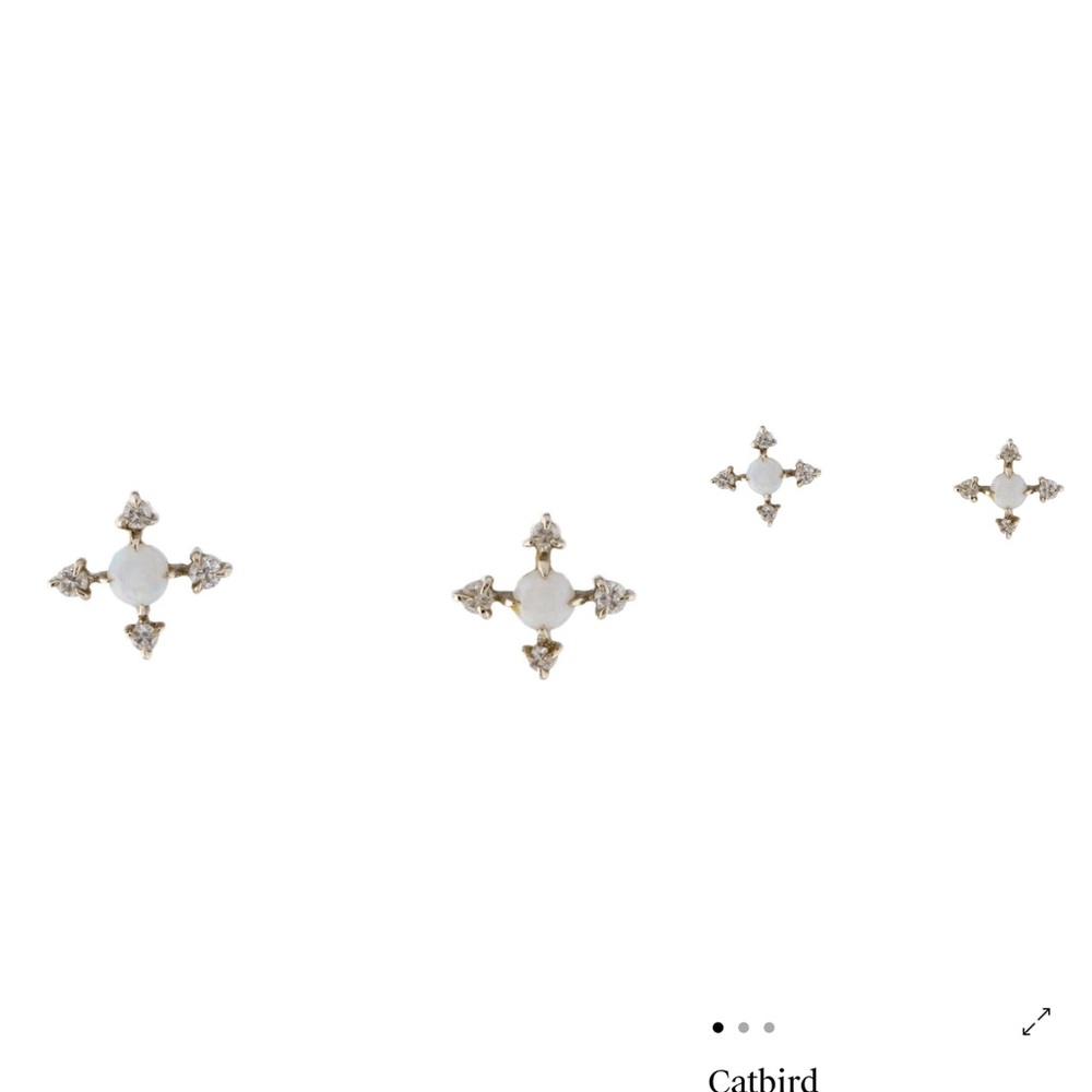 Catbird Moonflower and Tourmaline Stud Earrings